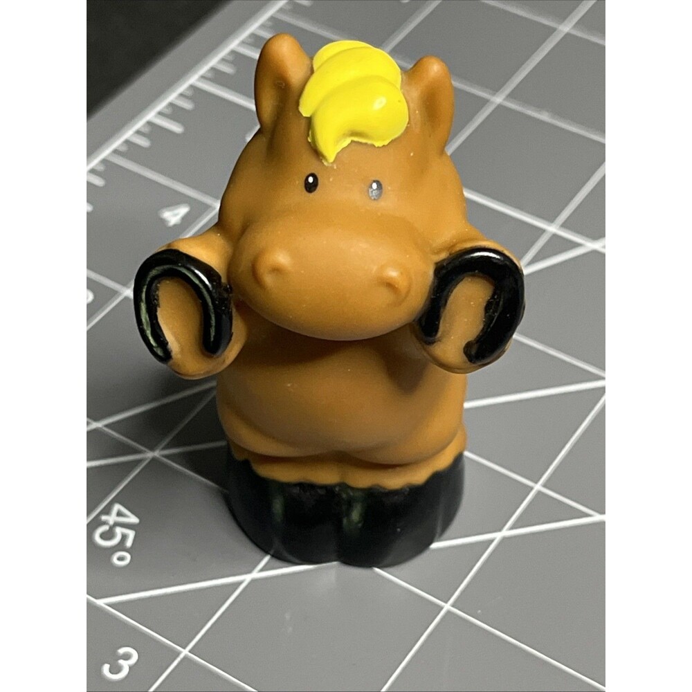 Fisher Price Little People Standing Brown Horse Yellow Mane Hard To Find - Picture 8 of 12